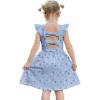 Arshiner Toddler Girls Dresses Flutter Sleeve Ruffle Back Bowknot Dress Kids Summer Casual Beach Sundress with Pockets 2-6T(Blue Floral)