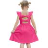 Arshiner Toddler Girls Dresses Flutter Sleeve Ruffle Back Bowknot Dress Kids Summer Casual Beach Sundress with Pockets 2-6T(Hot Pink)