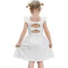 Arshiner Toddler Girls Dresses Flutter Sleeve Ruffle Back Bowknot Dress Kids Summer Casual Beach Sundress with Pockets 2-6T(White)