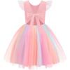 Arshiner Toddler Tutu Dress Little Girls Summer Tulle Backless Party Birthday Cotton Dresses 2-6Y(Pink Rainbow)