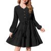 Arshiner Tween Girls Dresses Fall Long Sleeve V Neck Waist Tie Ruffle Tiered Swing Skater Dress(Black)