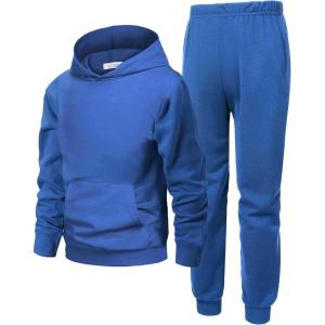 Arshiner 2 Piece Outfit Boys Pullover Hoodies Sweatshirt Suit For Kids Tracksuit Set(A Blue)