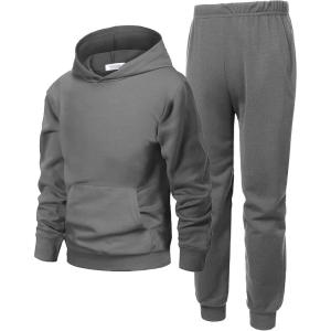 Arshiner 2 Piece Outfit Boys Pullover Hoodies Sweatshirt Suit For Kids Tracksuit Set(A Deep Grey)