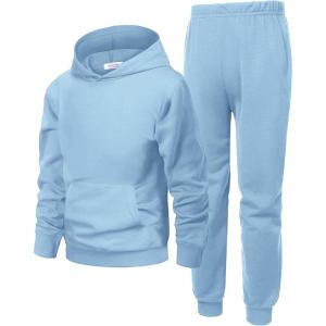 Arshiner 2 Piece Outfit Boys Pullover Hoodies Sweatshirt Suit For Kids Tracksuit Set(A Light Blue)