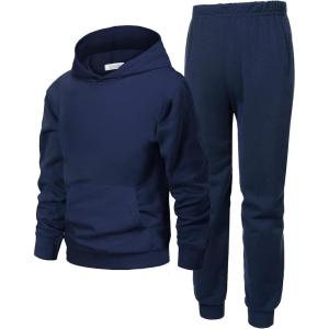 Arshiner 2 Piece Outfit Boys Pullover Hoodies Sweatshirt Suit For Kids Tracksuit Set(A Navy Blue)