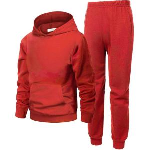Arshiner 2 Piece Outfit Boys Pullover Hoodies Sweatshirt Suit For Kids Tracksuit Set(A Red)