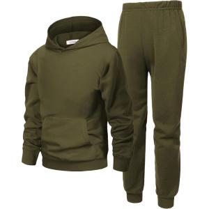 Arshiner 2 Piece Outfit Boys Pullover Hoodies Sweatshirt Suit For Kids Tracksuit Set(Dark Army Green)