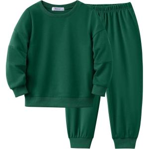 Arshiner Boy Clothes 2 Piece Color Block Sweatshirt and Pants Set Fall Winter Outfit for Toddler and Kids 2-9 Years(Green)