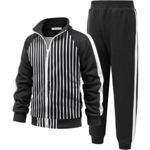 Arshiner Boy’s Active Tracksuits Sets Full Zip Sports Jogging Suits Athletic Running 2 Piece Sweatsuits for 5-13 Years(Blacke Stripe)