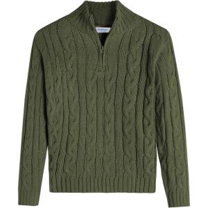 Arshiner Boy’s Cable Knitted Sweater Half Zip Lightweight Casual Pullovers for Kids 3-12 Years(Cable Army Green)