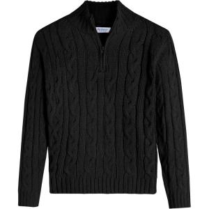 Arshiner Boy’s Cable Knitted Sweater Half Zip Lightweight Casual Pullovers for Kids 3-12 Years(Cable Black)