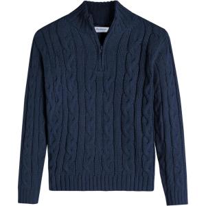 Arshiner Boy’s Cable Knitted Sweater Half Zip Lightweight Casual Pullovers for Kids 3-12 Years(Cable Dark Navy)