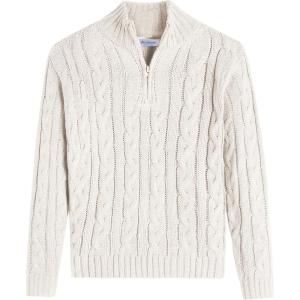 Arshiner Boy’s Cable Knitted Sweater Half Zip Lightweight Casual Pullovers for Kids 3-12 Years(Cable Off White)