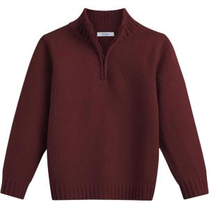 Arshiner Boy’s Cable Knitted Sweater Half Zip Lightweight Casual Pullovers for Kids 3-12 Years(Jersey Knit Burgundy)