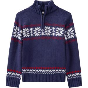 Arshiner Boy’s Cable Knitted Sweater Half Zip Lightweight Casual Pullovers for Kids 3-12 Years(Jersey Knit Navy)