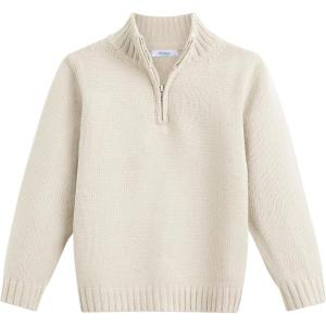 Arshiner Boy’s Cable Knitted Sweater Half Zip Lightweight Casual Pullovers for Kids 3-12 Years(Jersey Knit Off White)