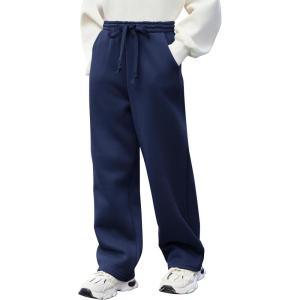 Arshiner Boys Casual Pants Fleece Sweatpants Lightweight Open Bottom Lounge Pants Drawstring Jogger Pants with Pockets(Dark Blue)