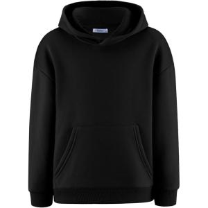 Arshiner Boys Hooded Sweatshirt Fleece Pullover Long Sleeve Warm Hoodies with Pocket for Kids 5-14 Years(Black)