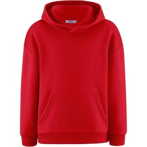 Arshiner Boys Hooded Sweatshirt Fleece Pullover Long Sleeve Warm Hoodies with Pocket for Kids 5-14 Years(Red)