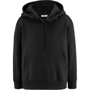 Arshiner Boy’s Hooded Sweatshirts Long Sleeve Hoodies Kids Quarter Zip Pullover with Kangaroo Pocket 5-14Y(Black)