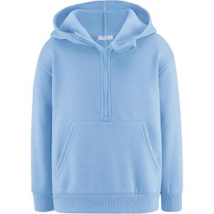 Arshiner Boy’s Hooded Sweatshirts Long Sleeve Hoodies Kids Quarter Zip Pullover with Kangaroo Pocket 5-14Y(Light Blue)