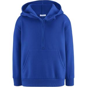 Arshiner Boy’s Hooded Sweatshirts Long Sleeve Hoodies Kids Quarter Zip Pullover with Kangaroo Pocket 5-14Y(Royal Blue)