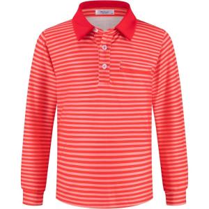 Arshiner Boy’s Long Sleeve Plaid Trim Polo Shirt School Uniform Shirt with Pocket for 4-12 Years(Red Striped)