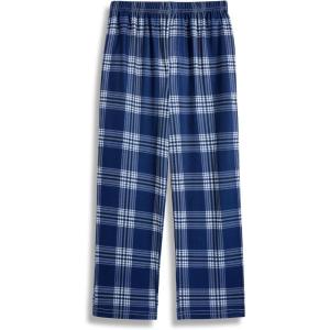 Arshiner Boys Pajama Pants Long Plaid PJ Bottoms Boys Sleepwear Lounge Pants with Pockets 6-14 Years(Blue & White)