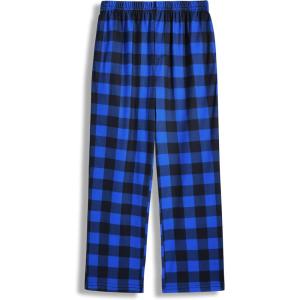Arshiner Boys Pajama Pants Long Plaid PJ Bottoms Boys Sleepwear Lounge Pants with Pockets 6-14 Years(Blue Plaid)
