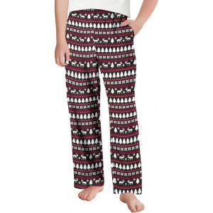 Arshiner Boys Pajama Pants Long Sleep Plaid Pants Soft Lounge Pj Bottoms with Pockets(Black Christmas)