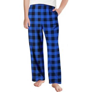 Arshiner Boys Pajama Pants Long Sleep Plaid Pants Soft Lounge Pj Bottoms with Pockets(Blue Plaid)