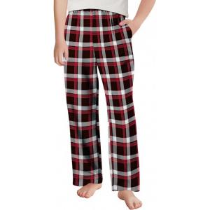 Arshiner Boys Pajama Pants Long Sleep Plaid Pants Soft Lounge Pj Bottoms with Pockets(Red White Plaid)