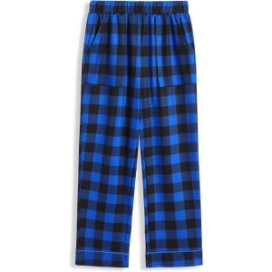 Arshiner Boys Pajama Pants Soft Long PJ Bottoms Plaid Lounge Pants for Boys 6-14 Years(Blue Plaid)