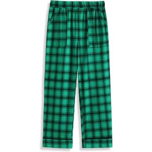 Arshiner Boys Pajama Pants Soft Long PJ Bottoms Plaid Lounge Pants for Boys 6-14 Years(Green Plaid)