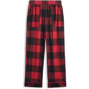 Arshiner Boys Pajama Pants Soft Long PJ Bottoms Plaid Lounge Pants for Boys 6-14 Years(Red Plaid)