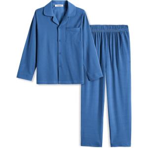 Arshiner Boys Pajamas Set Long Sleeve Button-Down Sleepwear 2 Piece Pjs Set for Boys 5-13 Years(Blue)