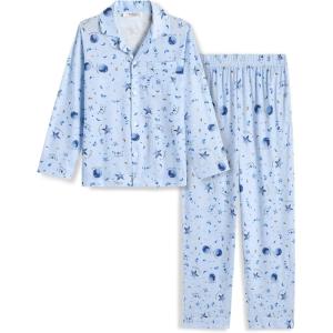 Arshiner Boys Pajamas Set Long Sleeve Button-Down Sleepwear 2 Piece Pjs Set for Boys 5-13 Years(Blue Moon)