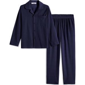 Arshiner Boys Pajamas Set Long Sleeve Button-Down Sleepwear 2 Piece Pjs Set for Boys 5-13 Years(Navy Blue)