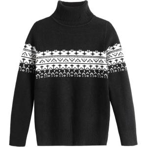 Arshiner Boy’s Ribbed Turtleneck Cable Knitted Sweater Slim Fit Pullover Sweater for Kids 4-13 Years(Black)