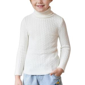 Arshiner Boy’s Ribbed Turtleneck Cable Knitted Sweater Slim Fit Pullover Sweater for Kids 4-13 Years(Cable Knit-cream)