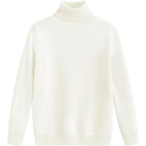 Arshiner Boy’s Ribbed Turtleneck Cable Knitted Sweater Slim Fit Pullover Sweater for Kids 4-13 Years(Jersey Knit-cream)