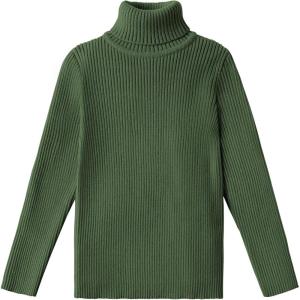 Arshiner Boy’s Ribbed Turtleneck Cable Knitted Sweater Slim Fit Pullover Sweater for Kids 4-13 Years(Rib Knit-army Green)