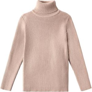 Arshiner Boy’s Ribbed Turtleneck Cable Knitted Sweater Slim Fit Pullover Sweater for Kids 4-13 Years(Rib Knit-khaki)
