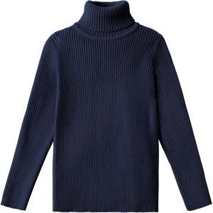 Arshiner Boy’s Ribbed Turtleneck Cable Knitted Sweater Slim Fit Pullover Sweater for Kids 4-13 Years(Rib Knit-navy Blue)