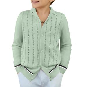 Arshiner Boys School Cardigan Sweater Long Sleeve Button Down Knit Shirts Fall Casual Vintage Shirt for Kids 5-13 Years(Green)