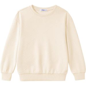 Arshiner Boys Sweatshirts Long Sleeve Crewneck Pullover Shirt Kids Fashion Fall Winter Sweater Size 6-14 Years(Beige)