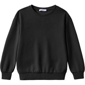 Arshiner Boys Sweatshirts Long Sleeve Crewneck Pullover Shirt Kids Fashion Fall Winter Sweater Size 6-14 Years(Black)