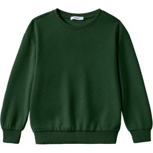 Arshiner Boys Sweatshirts Long Sleeve Crewneck Pullover Shirt Kids Fashion Fall Winter Sweater Size 6-14 Years(Bright Green)