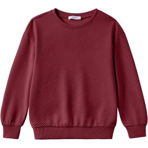 Arshiner Boys Sweatshirts Long Sleeve Crewneck Pullover Shirt Kids Fashion Fall Winter Sweater Size 6-14 Years(Burgundy)