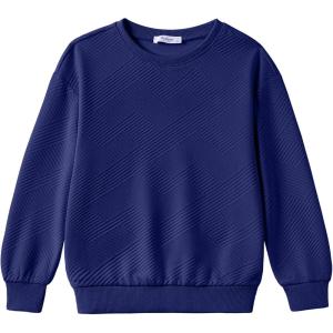 Arshiner Boys Sweatshirts Long Sleeve Crewneck Pullover Shirt Kids Fashion Fall Winter Sweater Size 6-14 Years(Navy Blue)
